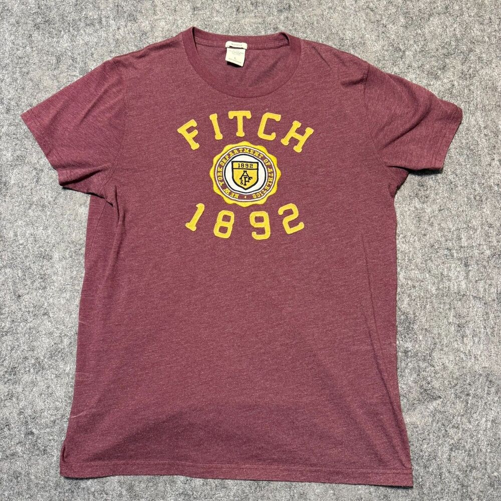 Vintage Y2K Abercrombie Fitch Shirt Mens L Maroon Muscle Fit Graphic Crest 1892